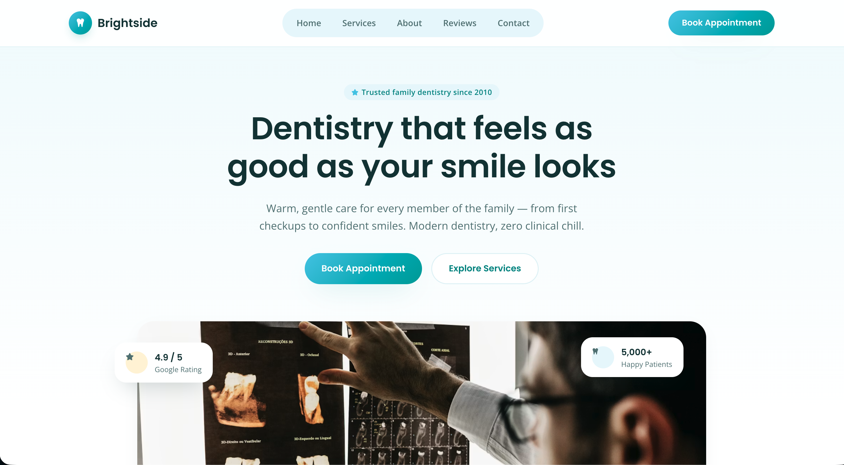 Brightside Family Dental desktop view