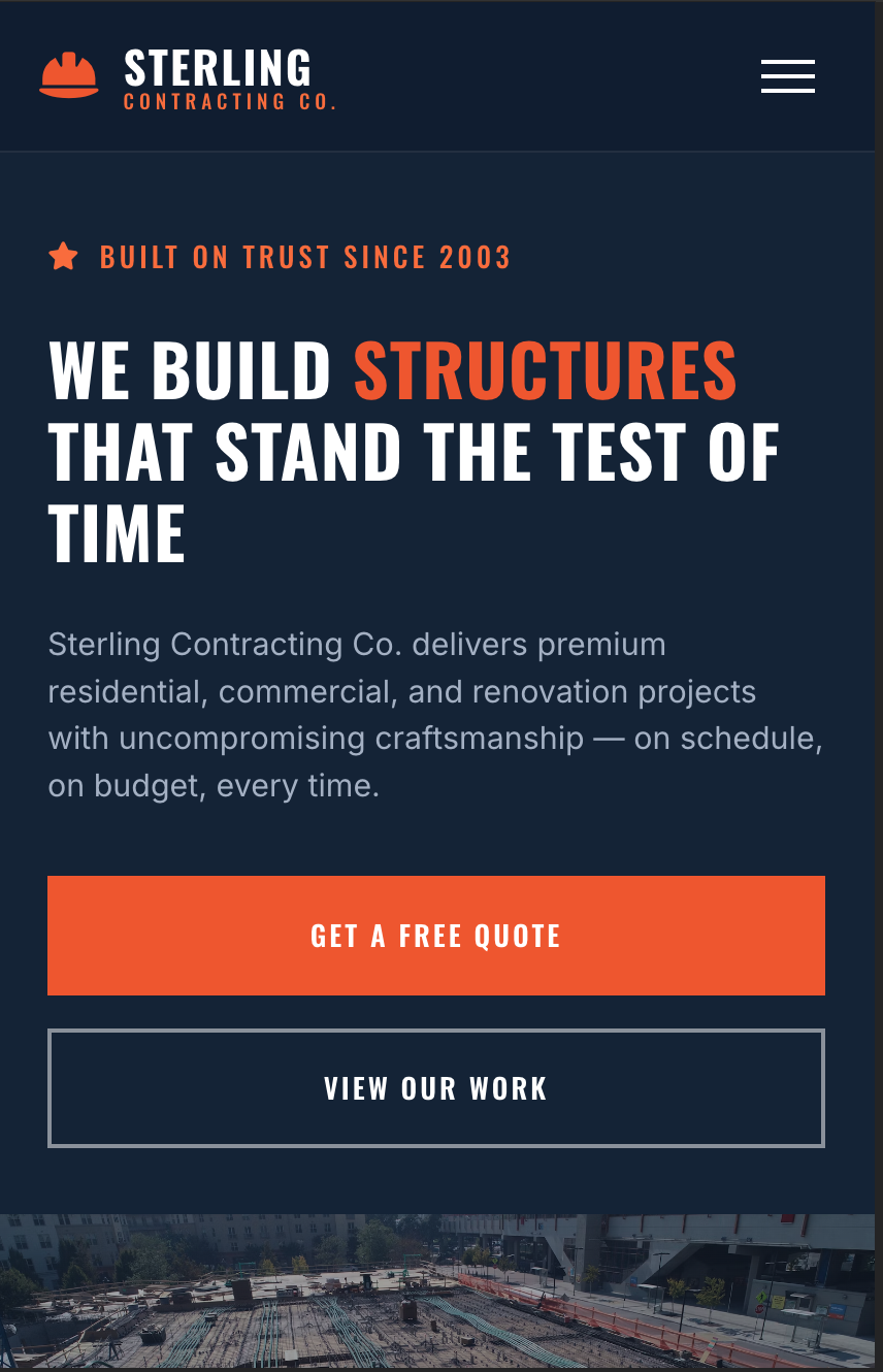Sterling Contracting Co. mobile view