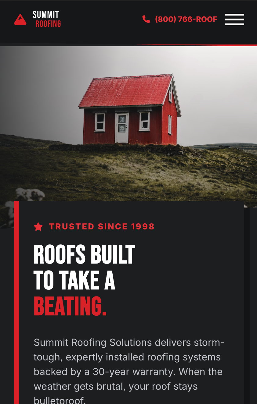 Summit Roofing Solutions mobile view