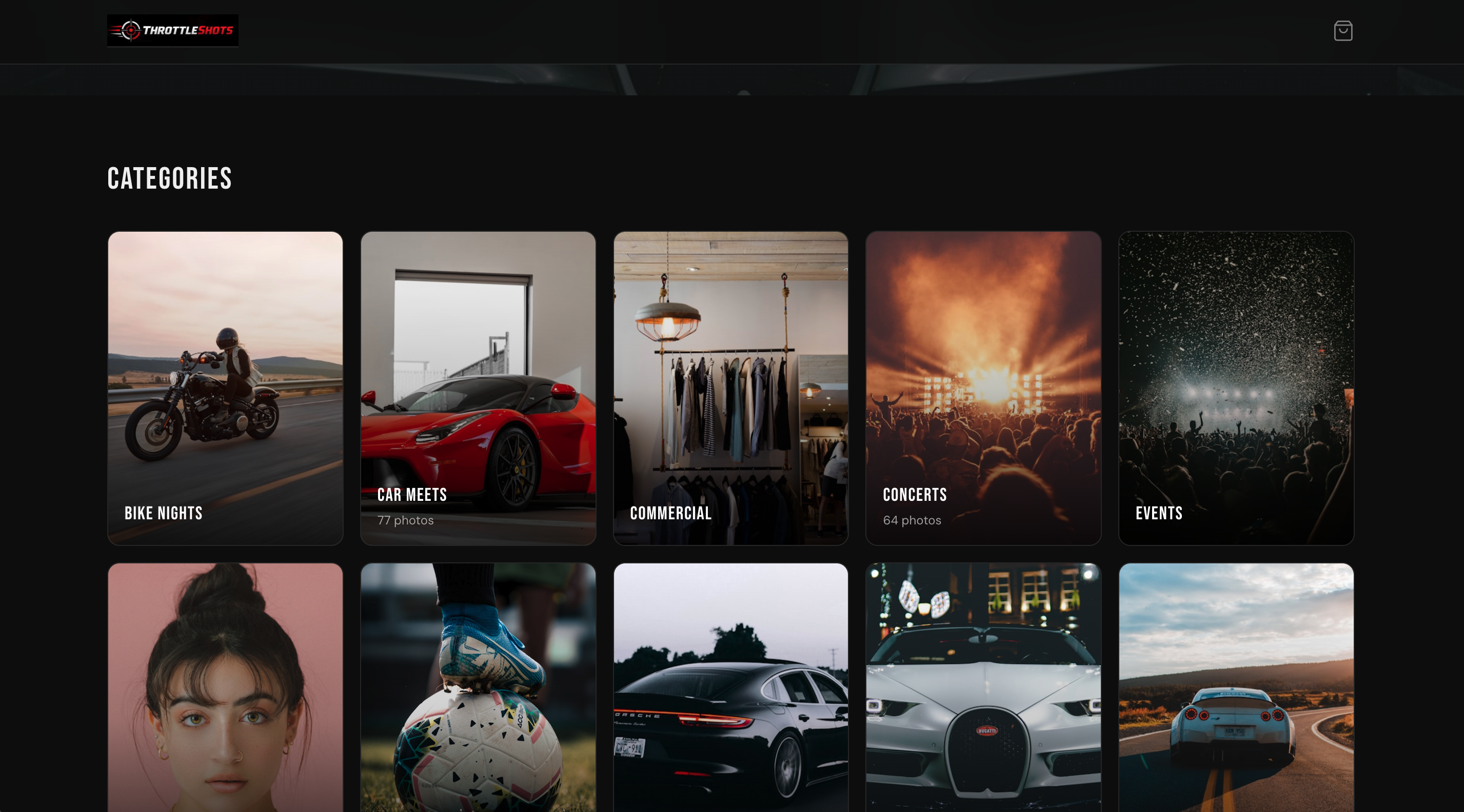 ThrottleShots Media desktop view